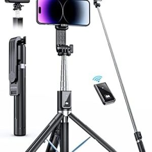 ANXRE 50" Selfie Stick Tripod with Remote, Portable 5 in 1 Selfie Stick Phone Tripod, Wireless Selfie Stick Tripod for Cell Phone Compatible with iPhone 15/14/13 Pro Max Gopro Android DJI (Black)
