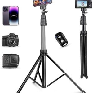 Eicaus Adjustable 67'' Cell Phone Tripod with Remote Control - Versatile Selfie Stick Tripod for Live Streaming, Vlogging, and More - Compatible with iPhone, Android, GoPro, Cameras Black