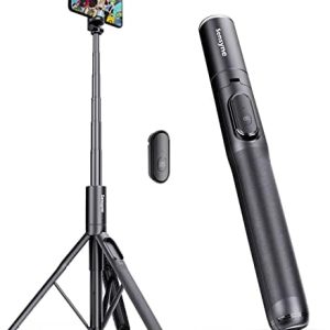 Sensyne 60" Phone Tripod & Selfie Stick, Lightweight All in One Phone Tripod Integrated with Wireless Remote Compatible with All Cell Phones for Selfie/Video Recording/Photo/Live Stream/Vlog(Black)